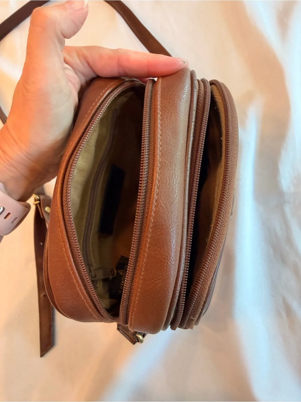 Vintage Liz Claiborne Brown Leather Satchel Messenger Crossbody Blazer Bag